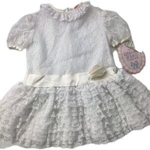 Vintage The Ribbons And Lace Collection White Dress Lined Lace Mesh 3T New